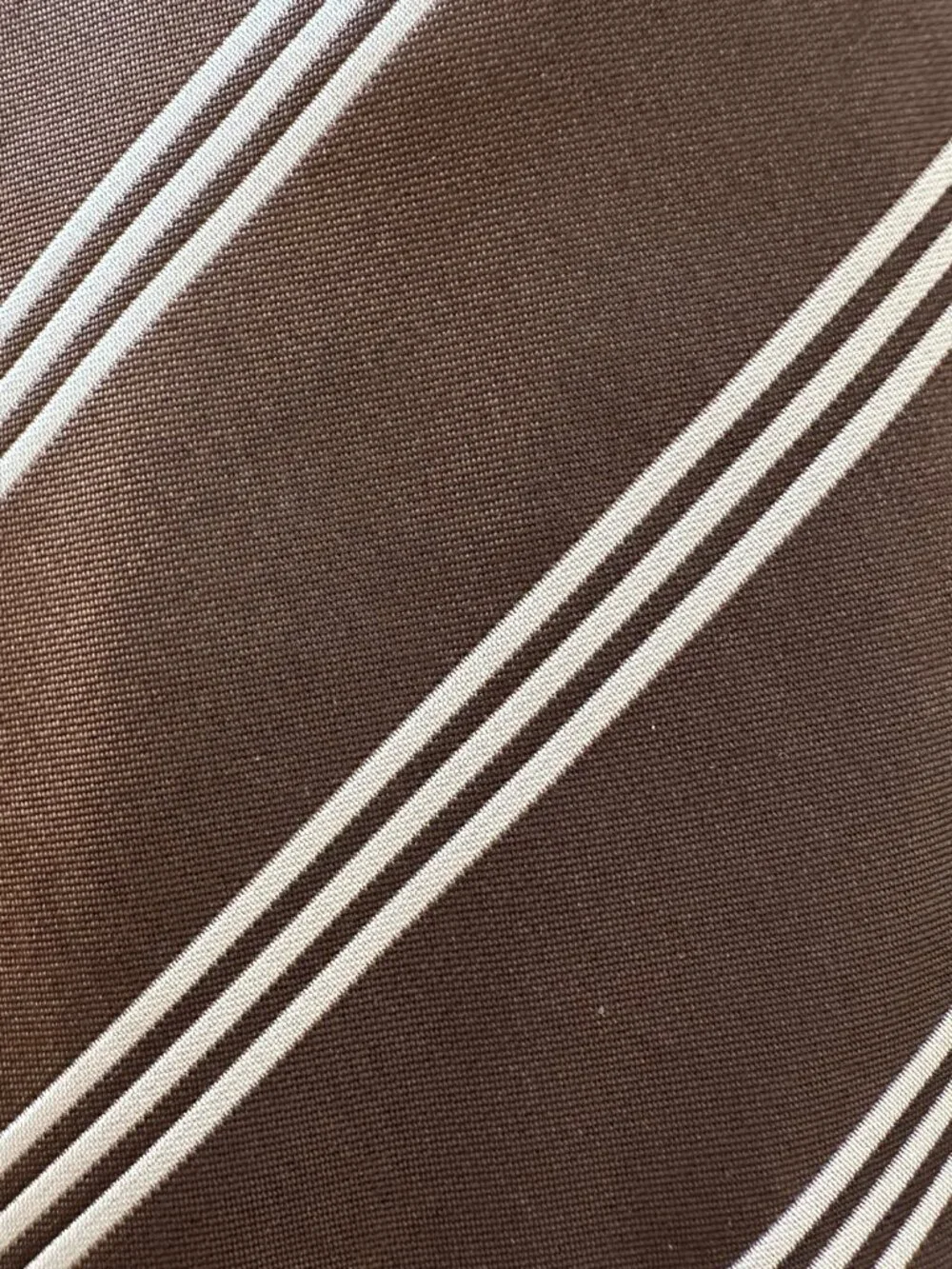 Ralph Lauren Brown White Striped Silk Tie